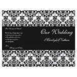 Black and White Damask Wedding Program flyers