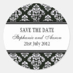 Black and White Damask Wedding Sticker