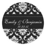 Black and White Damask Wedding Stickers