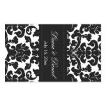 Black and White Damask Wine Label Rectangular Sticker
