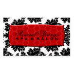 Black and White Damask with Red Damask Name Plate Business Card Templates