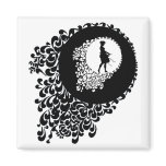 Black And White Decorative Silhouette Girl magnets