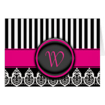 Black  and white design with customisable monogram greeting cards