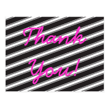 Black and White Diagonal Stripes Pattern Postcard