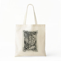 Black and White Doodle ACEO Art Tote Bags