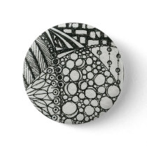 Black and White Doodle ACEO Art Button