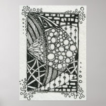 Black and White Doodle ACEO Art Poster