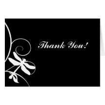 Black and White Dragonfly Thank You Cards