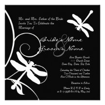 Black and White Dragonfly Wedding Invitation