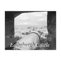 Black and white Edinburgh Castle Scotland postcard