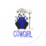 Black And White Farmer Cow Blue Cowgirl stickers