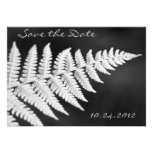 Black and White Fern Save the Date Invitation