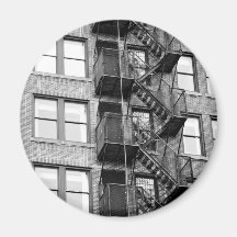 Black and White Fire Escape Fridge Magnets