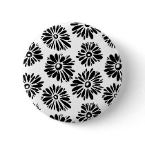 Black and white floral Button