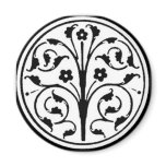 Black and White Floral Circle magnets