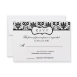 Black and White Floral Damask Response Card invitations