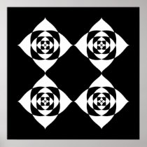Black and White Floral Design. Poster