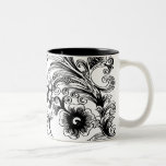 black and white floral elegance coffee mugs