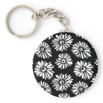 Black and white floral Keychain