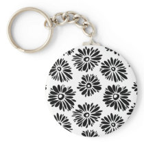 Black and white floral Keychain