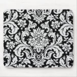 Black and White Floral Mouse Pad