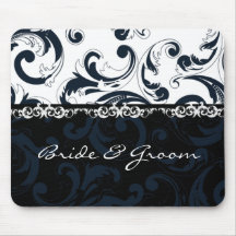 Black and White Floral Mouse Pads