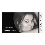 Black and White Floral Personalised Photo Card
