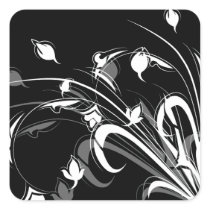 Black and White Floral Sticker