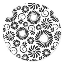black and white floral Sticker