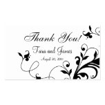 Black and White Floral Swirls Wedding Favour Tags Business Card Template