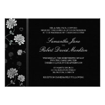 Black and White Floral Wedding Invitations