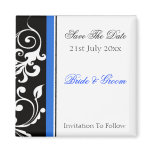 Black And White Floral With Blue Save The Date magnets