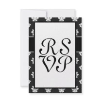 black and white flourish damask pattern design custom announcement