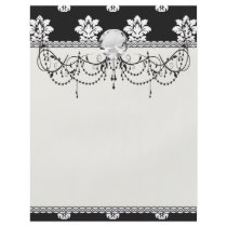 black and white flourish damask pattern flyer design