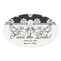 black and white flourish damask pattern stickers