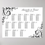 Black and White Flourish Seating Chart Print