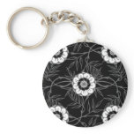 Black and White Flower Pattern keychains