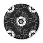 Black and White Flower Pattern magnets
