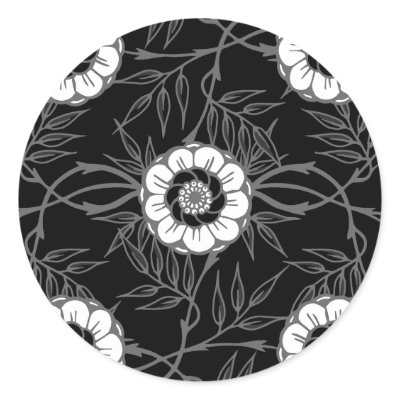 Black and White Flower Pattern Stickers by opheliasart