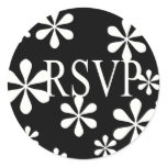 BLACK AND WHITE FLOWER RSVP stickers