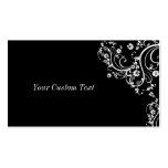 Black and White Flower Scroll business cards