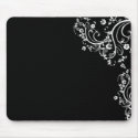 black and white flower scroll mousepads