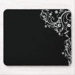black and white flower scroll mousepads