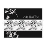 BLACK AND WHITE FLOWER SCROLL postcards