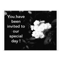 black and white flower wedding personalized invites