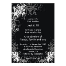 Black and White Flowers 5x7 Custom Invite