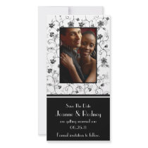 Black and White Flowers Photo Save The Date