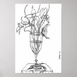 black and white flowers posters