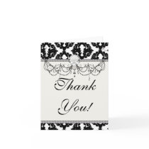 black and white funky damask pattern greeting cards