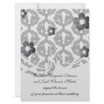 black and white funky damask pattern personalized announcement
